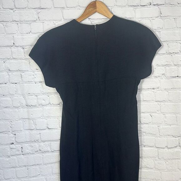 Jessica Howard Vintage 80s Black Evening Cocktail Dress size 6 Made in USA Linen - Picture 3 of 9